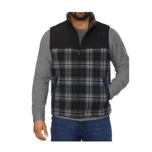 Pendleton Men's Size M Black Plaid Sleeveless Wool Blend Zip Vest G1877